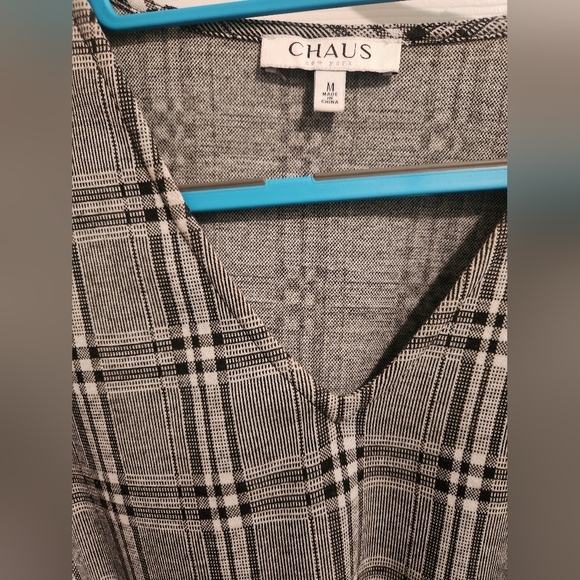 Chaus Tie Waist Black And White Glen Plaid Dress - Picture 2 of 4